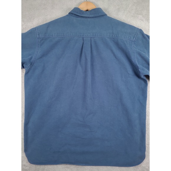 L.L.Bean Mens XL Blue Flannel Shirt Button Down Long‎ Sleeve Two Pocket Heavy - Picture 9 of 10